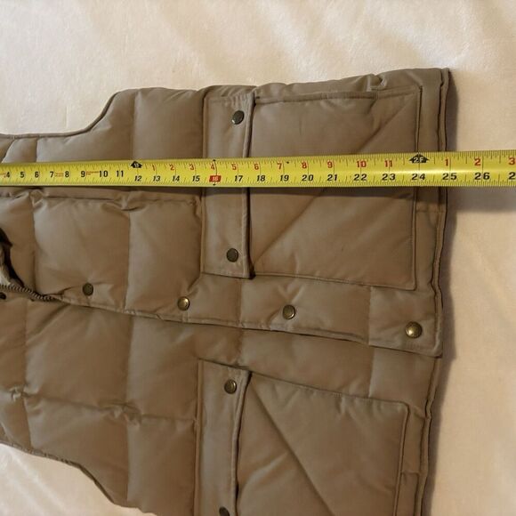 Tan Puffer Vest Vintage Duck down Snap front Quilted Mens Medium St. John's Bay - Picture 6 of 9